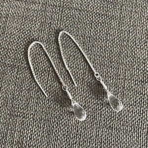 NWT Natural Crystal Quartz Briolette Tear Drop Sterling Silver Earrings